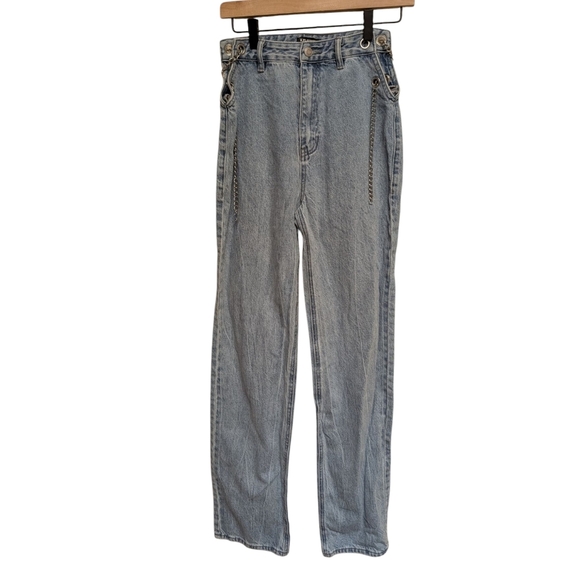 Vintage Y2K Playboy x Pacsun Jeans Light Wash Denim Playboy Club Chain Detail 26 - Picture 1 of 8